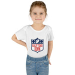 Load image into Gallery viewer, Half Year Down - Football Shield Baby Onesie - 6 Month Milestone Body Suit
