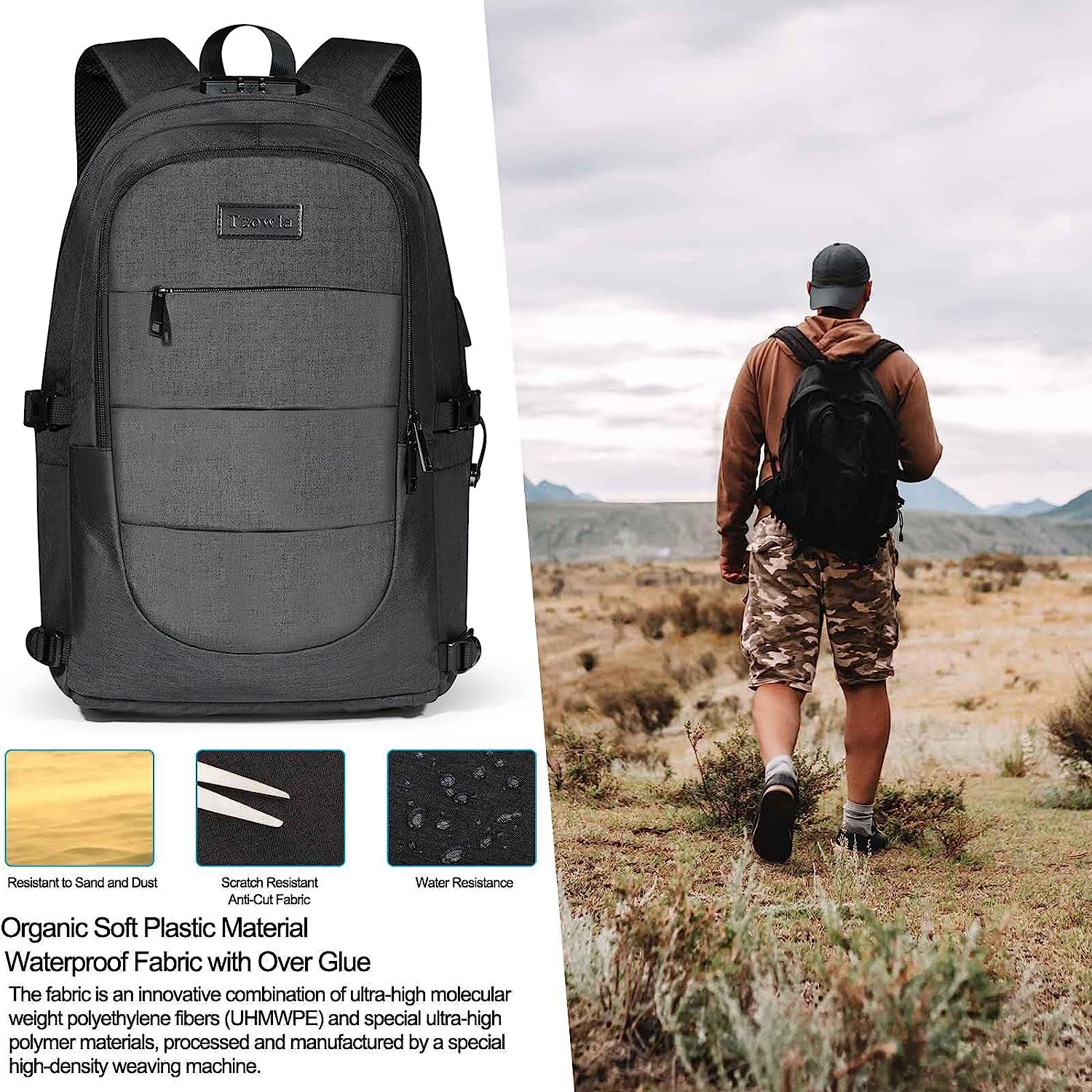 Water Resistant Anti-Theft Travel Laptop Backpack with USB Charging Port